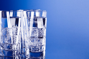 three glasses with cold water