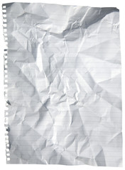 Crumpled paper sheet isolated with ripped perforation