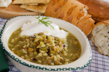 Lentil and cereal soup