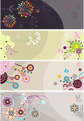 Four different beautiful floral banners