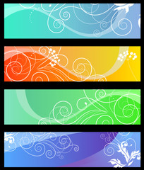 Four different beautiful multicolored banners