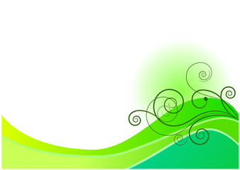 Fototapeta na wymiar Abstract green vector background with swirl