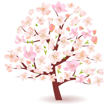 Stylized blossoming spring tree