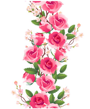 Vertical seamless rose pattern