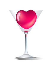 Stylized heart in a glass of wine