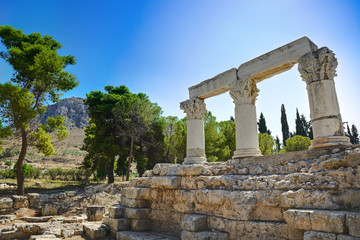 Ruins of temple in Corinth, Greece