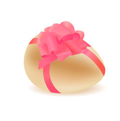 Vector illustration of egg with pink bow