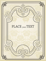 Vintage background vector frame for book or card