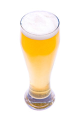 Glass of beer on a white background