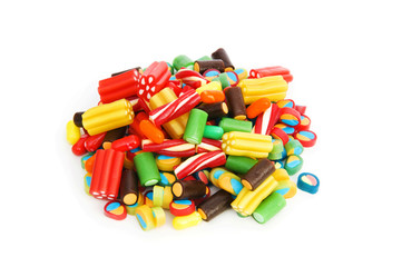 Colourful sweets isolated on the white background