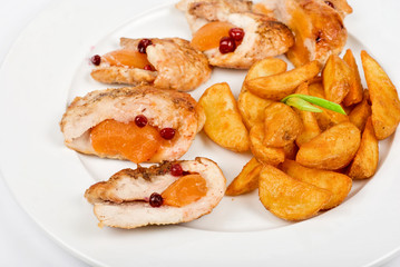 Roast chicken meat and potato