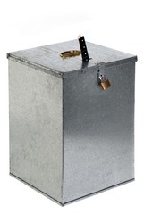 Vintage metal ballot box with padlock ticket voting