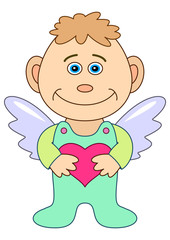 Boy-angel with red heart