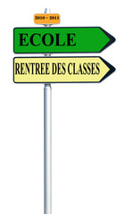panneau signalisation &eacute;cole rentr&eacute;e des classes, fond blanc