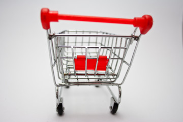 isolated shopping cart on the white