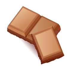 A vector realisticpiece of milk chocolate