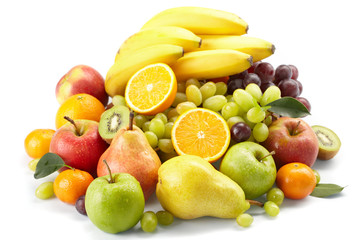 Plakat fresh fruits on the white background