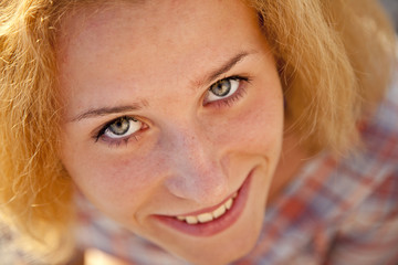 Close-up portrait of beautiful blonde girl.