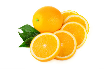 Arrangement of orange on a white background