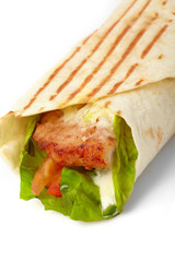 tortilla with meat and vegetables.