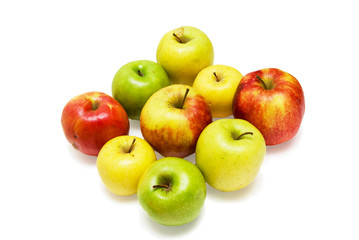 Apples fresh vegetable group on white background