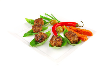 small french beef cutlets on basil
