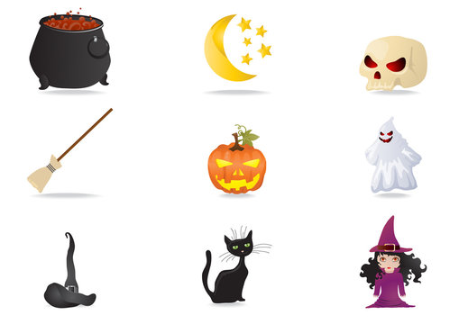 Vector illustration of collection halloween stickers