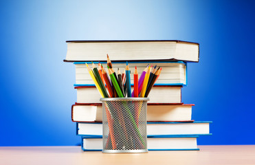 Back to school concept with books and pencils