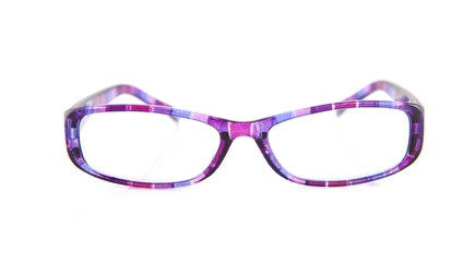 Fototapeta premium purple reading glasses over white background
