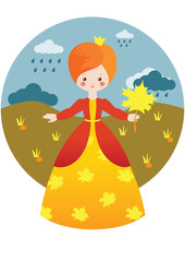 Little princess with maple leaf