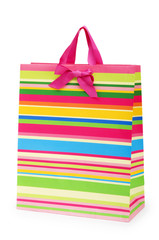 Fototapeta premium Striped gift bag isolated on the white background