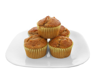 stack of banana muffins