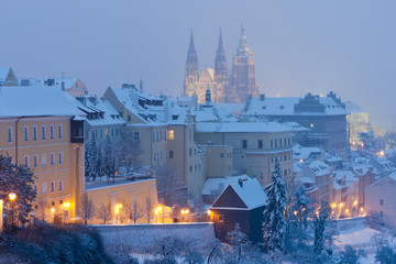 Naklejka premium Hradcany in winter, Prague, Czech Republic