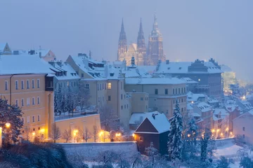 Tuinposter Hradcany in winter, Prague, Czech Republic © Richard Semik