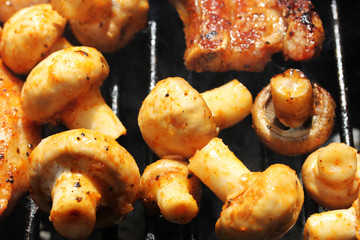 mushrooms on the grill