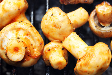 mushrooms on the grill