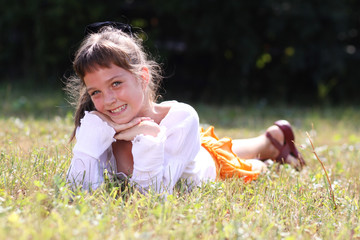 Closeup portrait of beautiful little girl