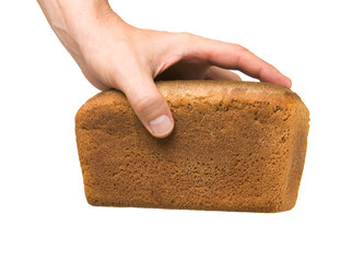 loaf of bread in his hand
