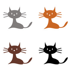 four cats on white background