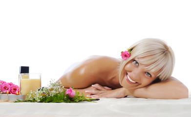 Obraz na płótnie Canvas Young blonde woman at spa procedure