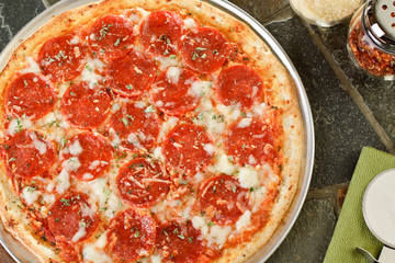 Fresh hot pepperoni pizza