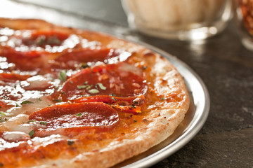 Fresh hot pepperoni pizza - closeup