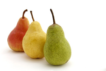 Dégradé de poires sur fond blanc