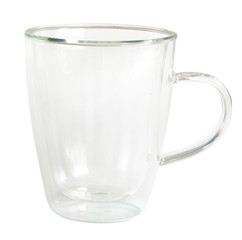 Clear glass cup with double 	 wall, isolated