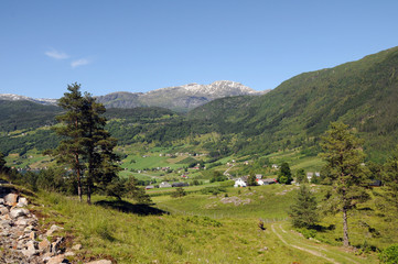 Fototapeta na wymiar Countryside above Hardangerfjord, Norway