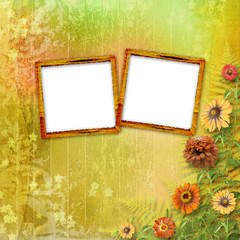 multicoloured card for greetings or invitations with bunch of fl