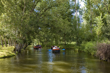 france; 85; marais poitevin; maillezais : barque sur le canal