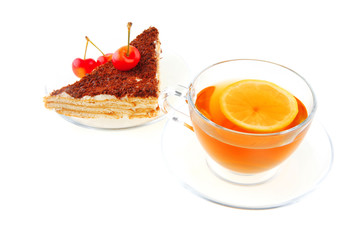 tea and cherry on cake