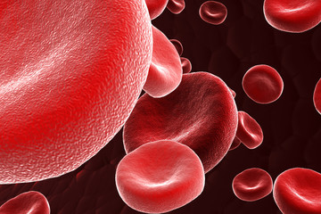 red blood cell flowing in artery