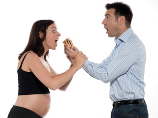 Couple expecting baby woman starving